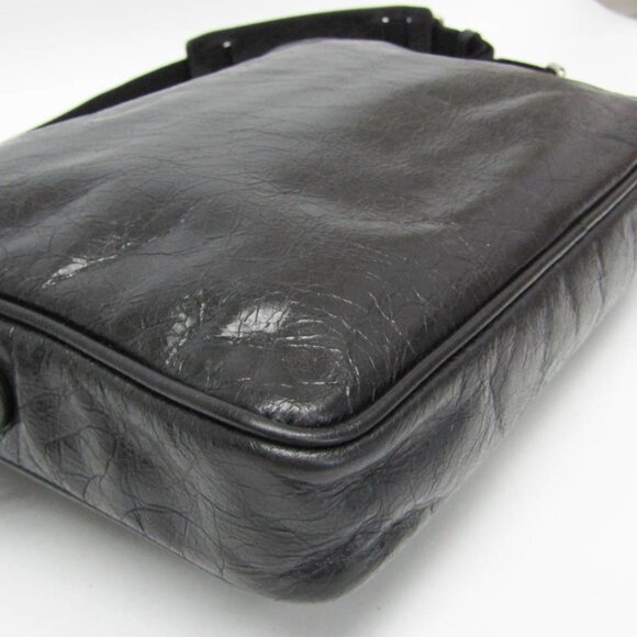 GUCCI Black Leather Messenger Shoulder Bag - Picture 6 of 14